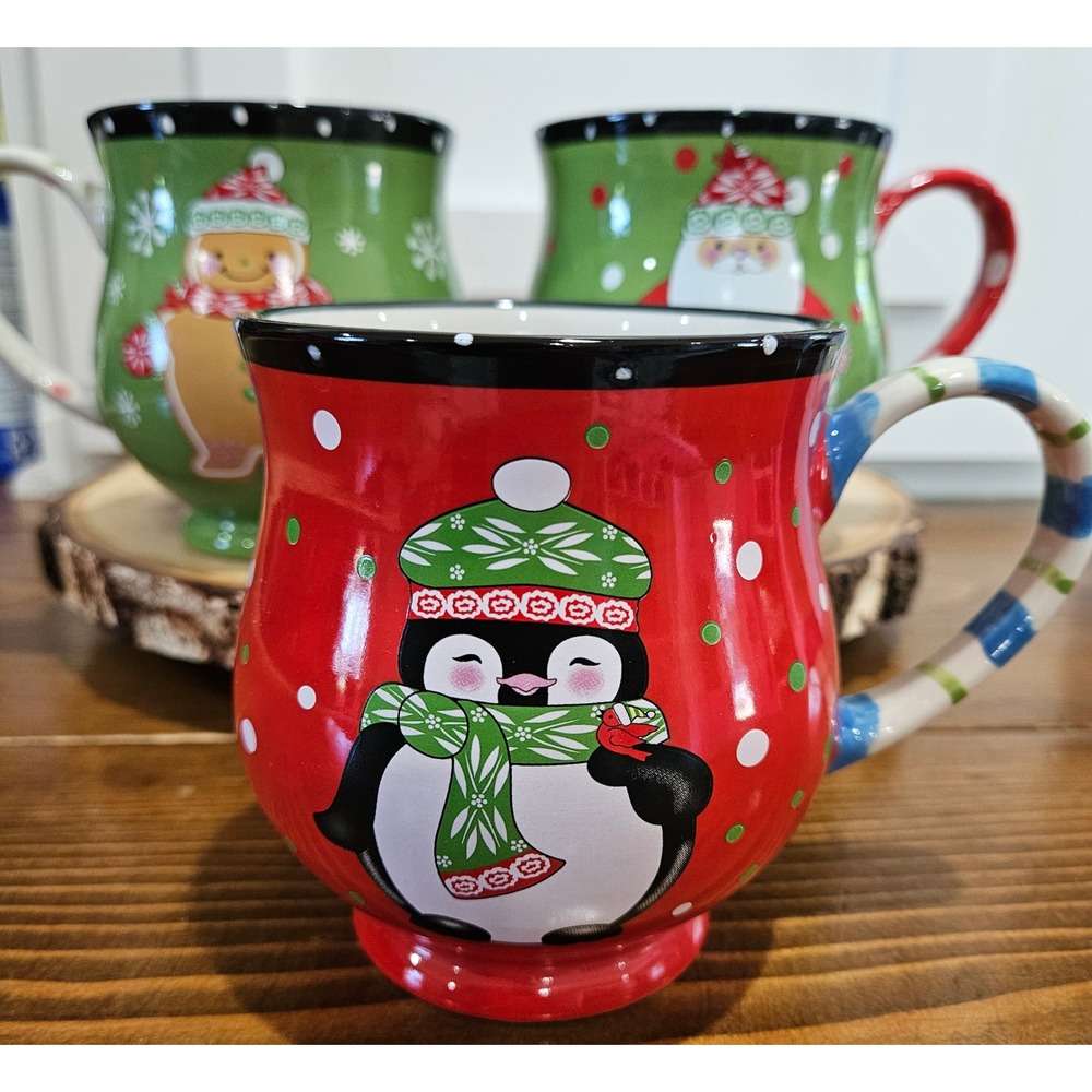 Temp-tations Winter Whimsy Christmas Mugs Set of 3 Bubble Mugs 16oz
